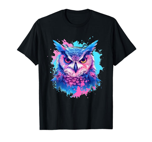 Vaporwave Aesthetic Great Horned Owl T-Shirt - Trendy Graphic Men Women - T-Shirt, Sweatshirt, Hoodie