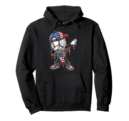 Dripping Baseball Drip 4Th July Ice Cream Hoodie - Novelty Apparel Unisex - T-Shirt, Sweatshirt, Hoodie