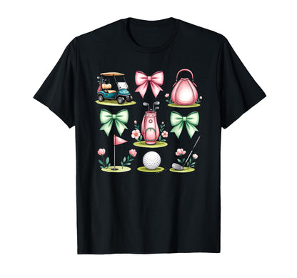 Golf Coquette Bow Golf Ball Mom Game T-Shirt - Custom Art Print Men Women - T-Shirt, Sweatshirt, Hoodie