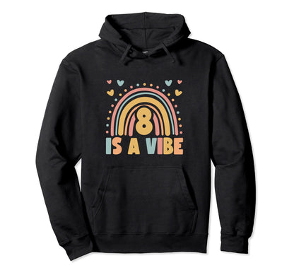 8 Year Old Boho Rainbow 8Th Birthday Party Hoodie - Graphic Print Unisex - T-Shirt, Sweatshirt, Hoodie