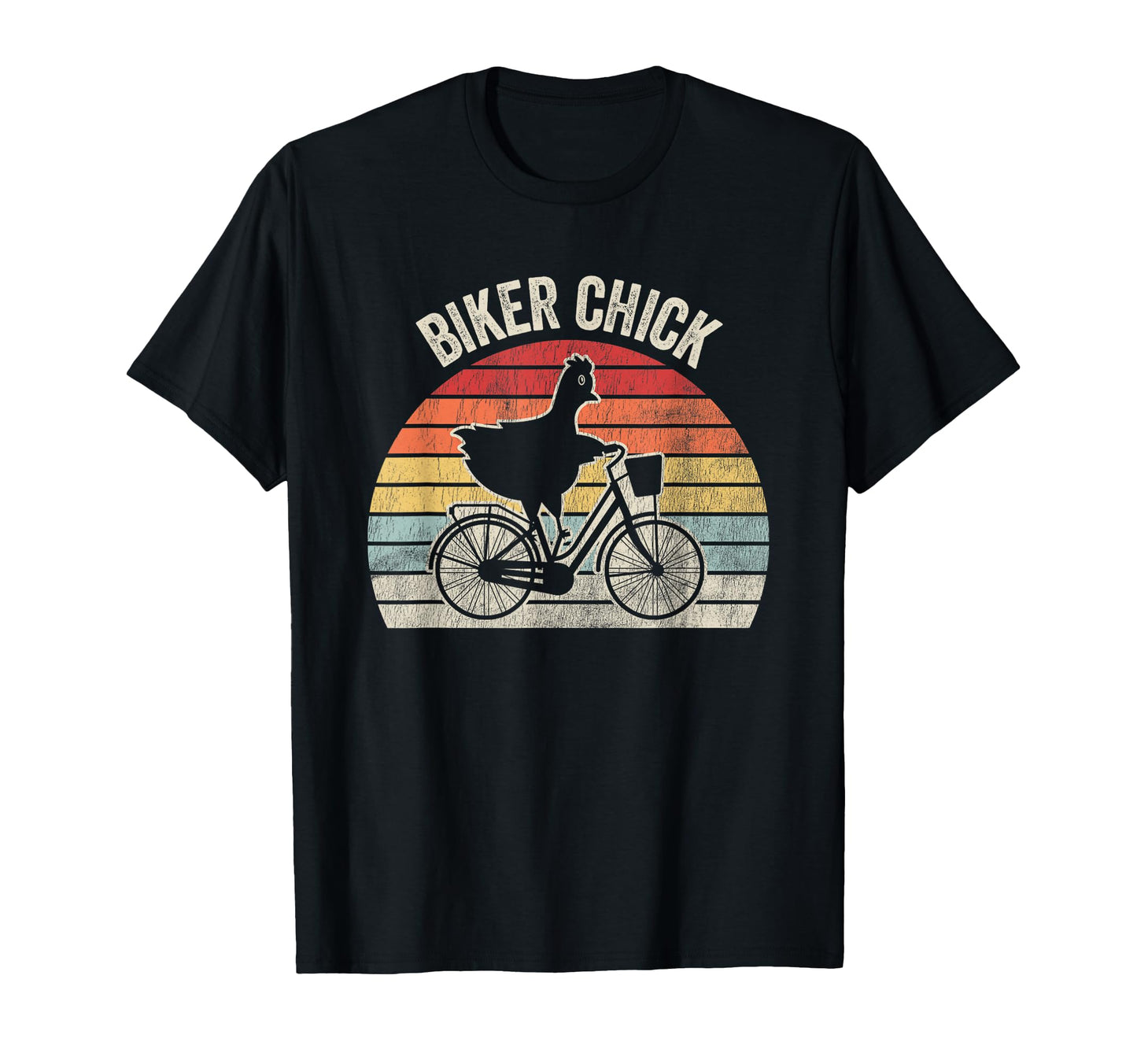 Biker Chick Rainbow Silhouette T-Shirt - Fun Novelty Design Men Women - T-Shirt, Sweatshirt, Hoodie