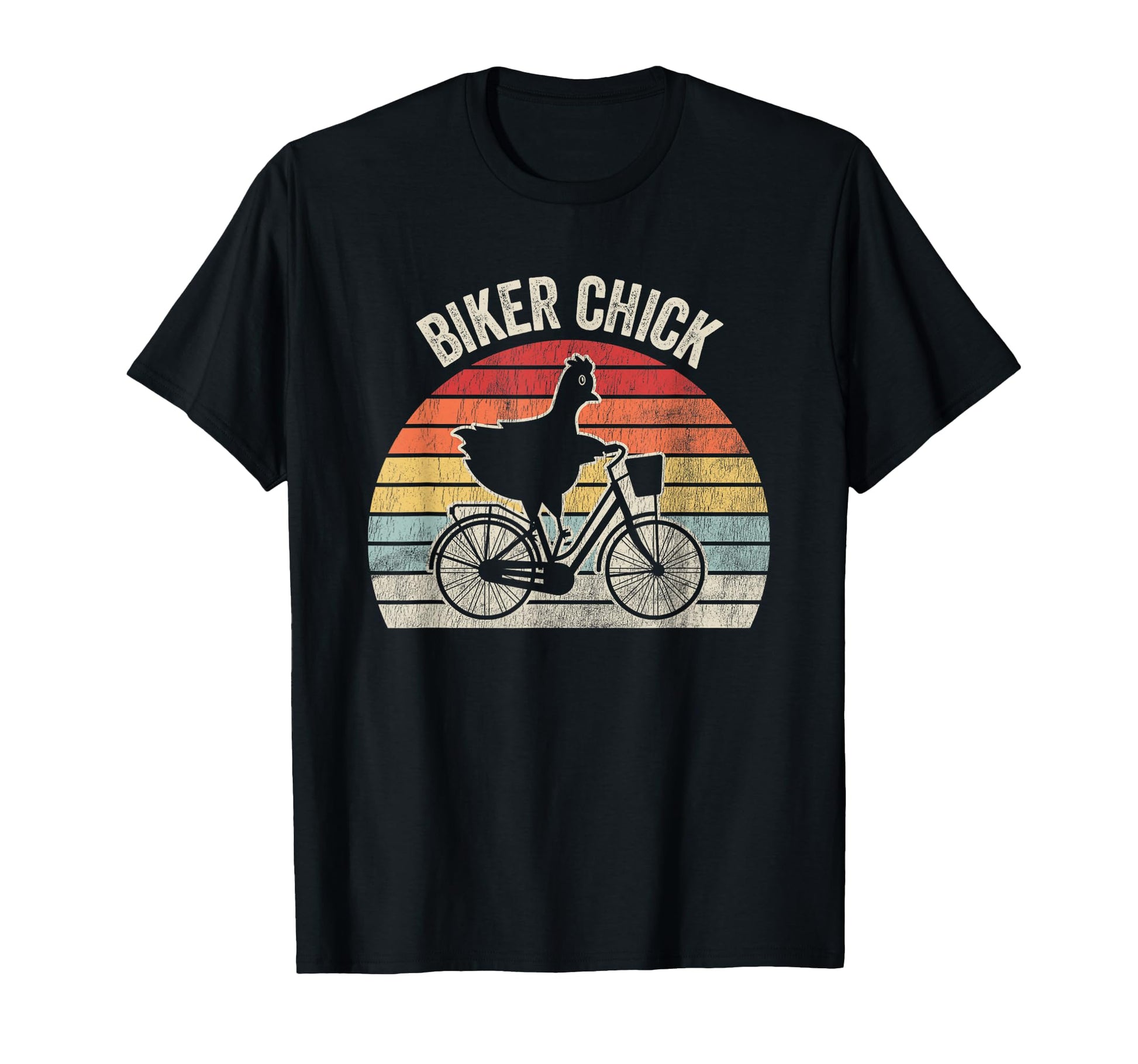 Biker Chick Rainbow Silhouette T-Shirt - Fun Novelty Design Men Women - T-Shirt, Sweatshirt, Hoodie
