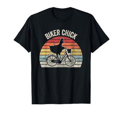Biker Chick Rainbow Silhouette T-Shirt - Fun Novelty Design Men Women - T-Shirt, Sweatshirt, Hoodie