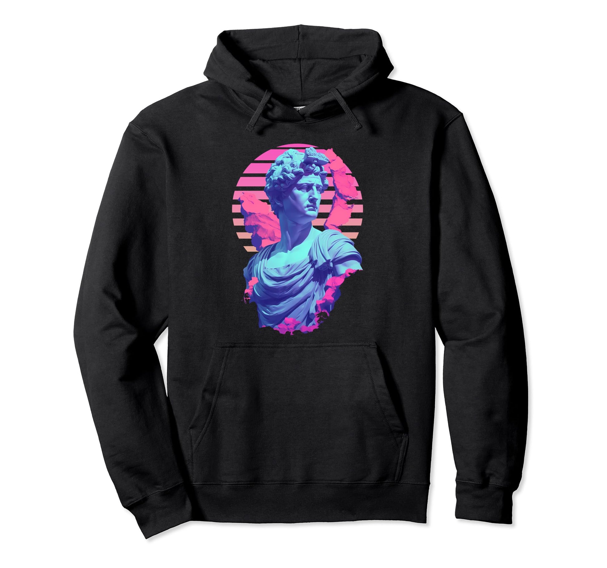 Vaporwave Aesthetic Synthwave Greek God Hoodie - Graphic Print Unisex - T-Shirt, Sweatshirt, Hoodie