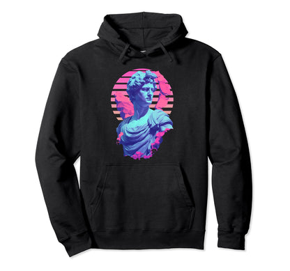 Vaporwave Aesthetic Synthwave Greek God Hoodie - Graphic Print Unisex - T-Shirt, Sweatshirt, Hoodie