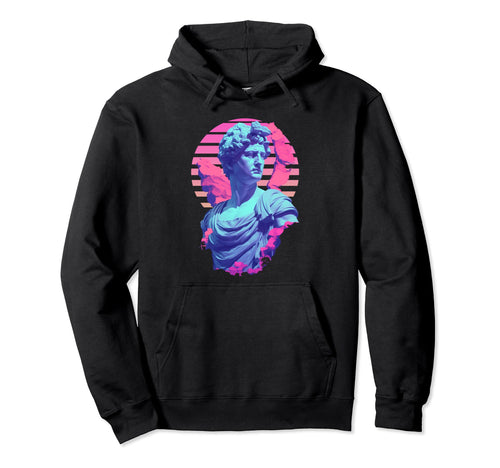 Vaporwave Aesthetic Synthwave Greek God Hoodie - Graphic Print Unisex - T-Shirt, Sweatshirt, Hoodie
