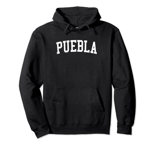 Puebla Mexico Distressed White Varsity Hoodie - Graphic Print for Adults - T-Shirt, Sweatshirt, Hoodie