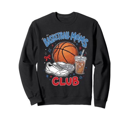 Basketball Moms Club Iced Coffee Sweatshirt - Minimalist Print Men Women - T-Shirt, Sweatshirt, Hoodie
