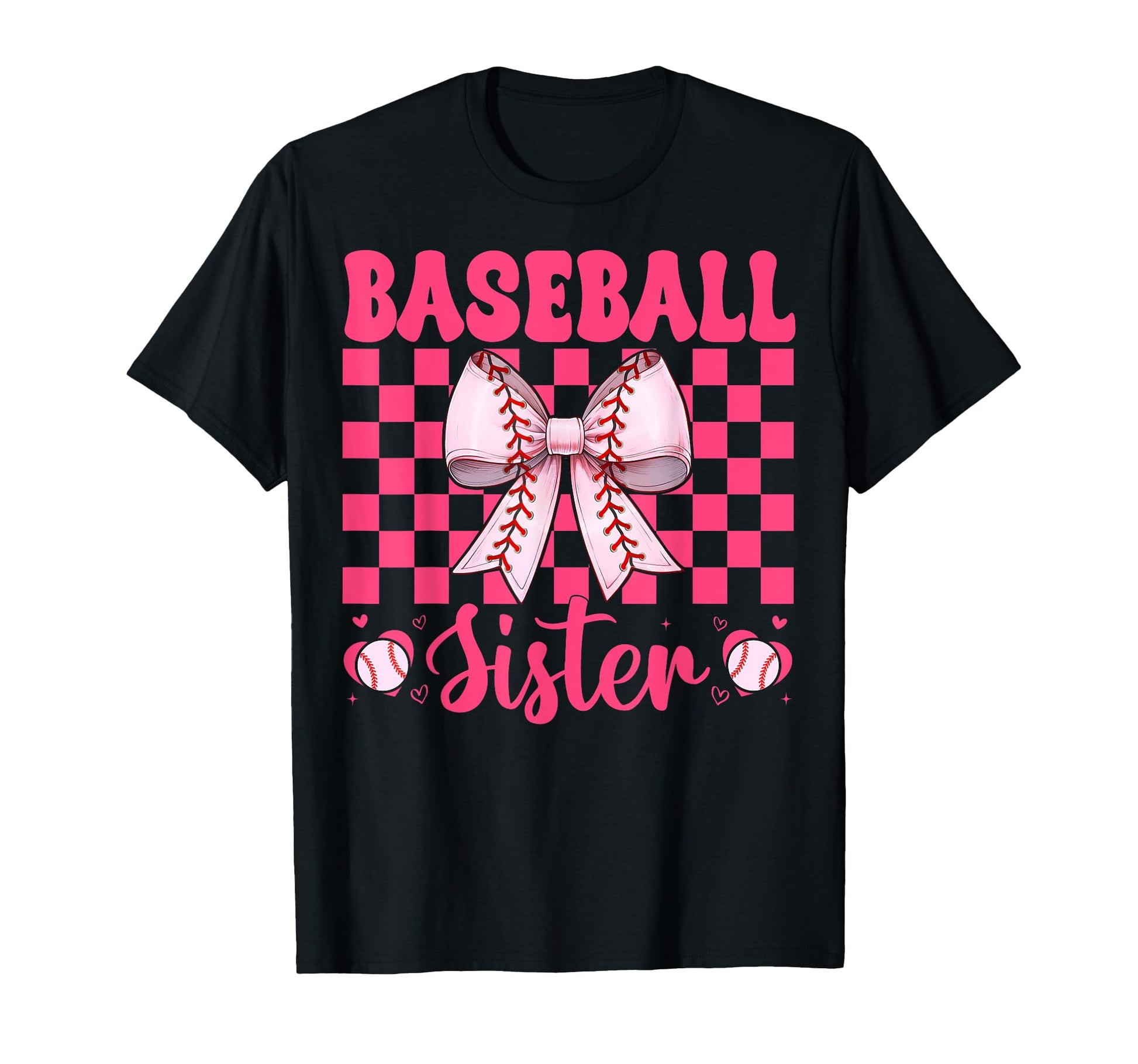 Baseball Sister Baseball Coquette Bow T-Shirt - Trendy Graphic for Adults - T-Shirt, Sweatshirt, Hoodie