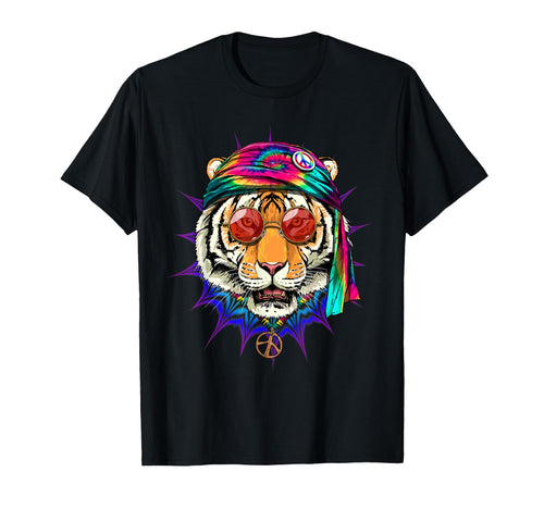 Tie Dye Hippie Tiger Hippiness T-Shirt - Fun Novelty Design for Adults - T-Shirt, Sweatshirt, Hoodie