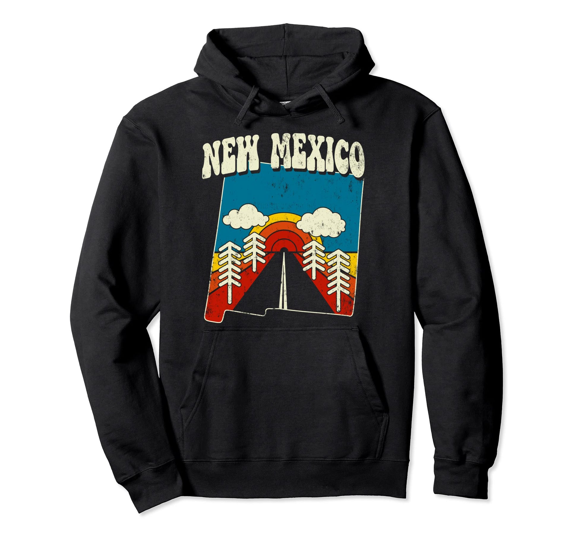 New Mexico State Rainbow Hippie 70S Map Hoodie - Streetwear Style Unisex - T-Shirt, Sweatshirt, Hoodie