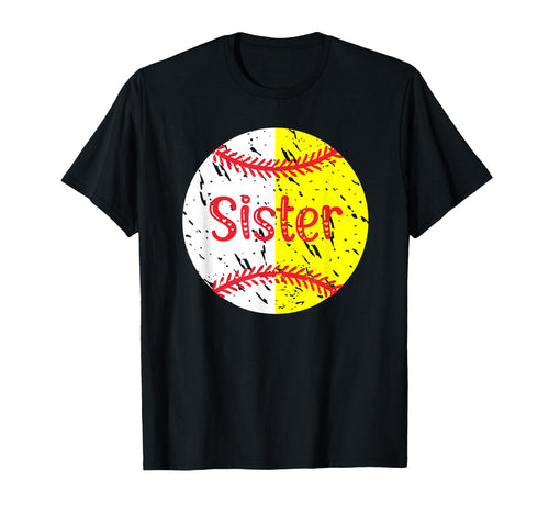 Baseball Softball Sister Softball Baseball T-Shirt - Graphic Print Unisex - T-Shirt, Sweatshirt, Hoodie