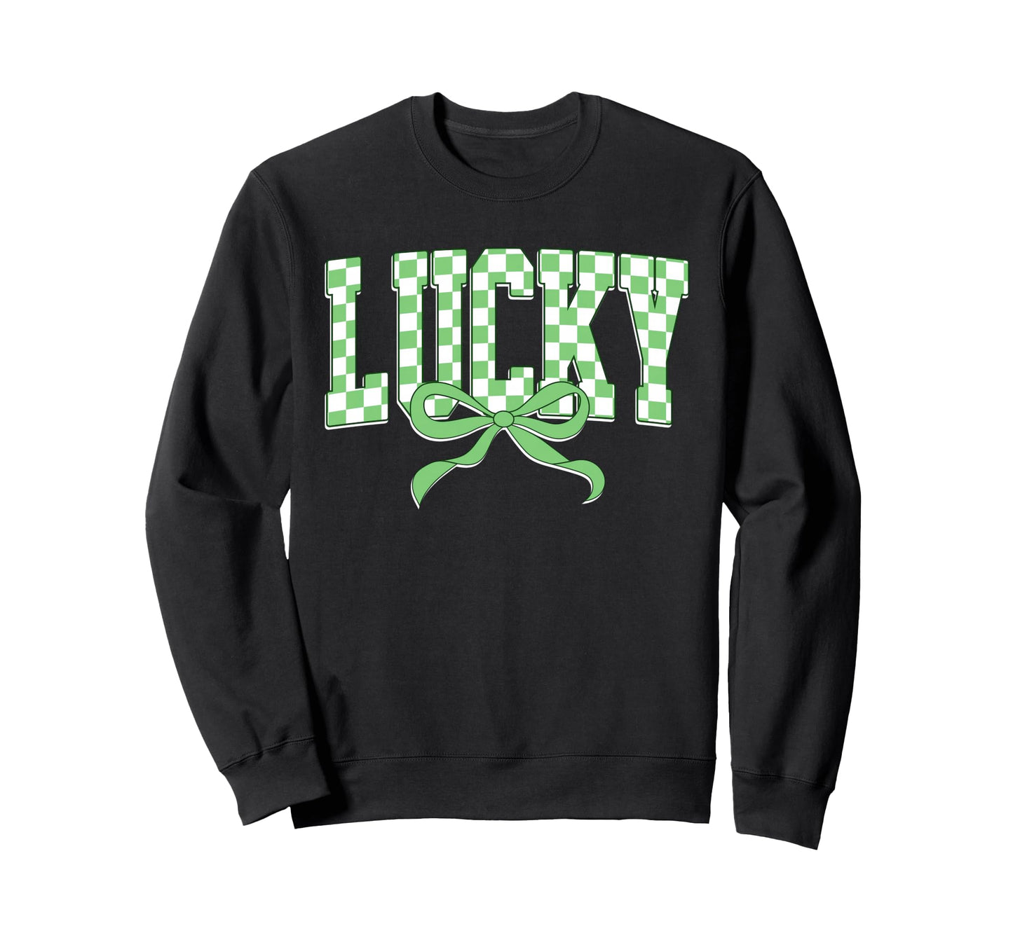 Checkered St Patricks Day Lucky Shamrock Sweatshirt - Graphic Print Unisex - T-Shirt, Sweatshirt, Hoodie