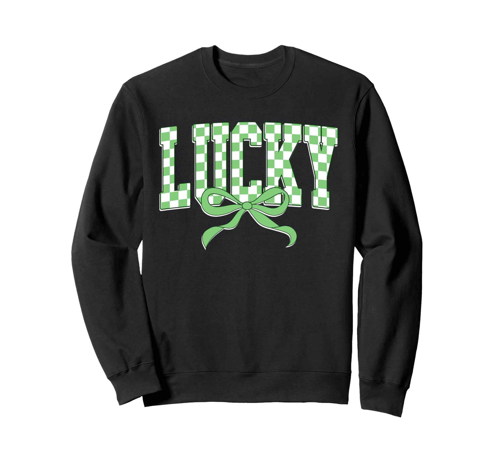 Checkered St Patricks Day Lucky Shamrock Sweatshirt - Graphic Print Unisex - T-Shirt, Sweatshirt, Hoodie