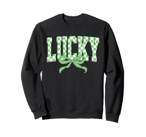 Checkered St Patricks Day Lucky Shamrock Sweatshirt - Graphic Print Unisex - T-Shirt, Sweatshirt, Hoodie