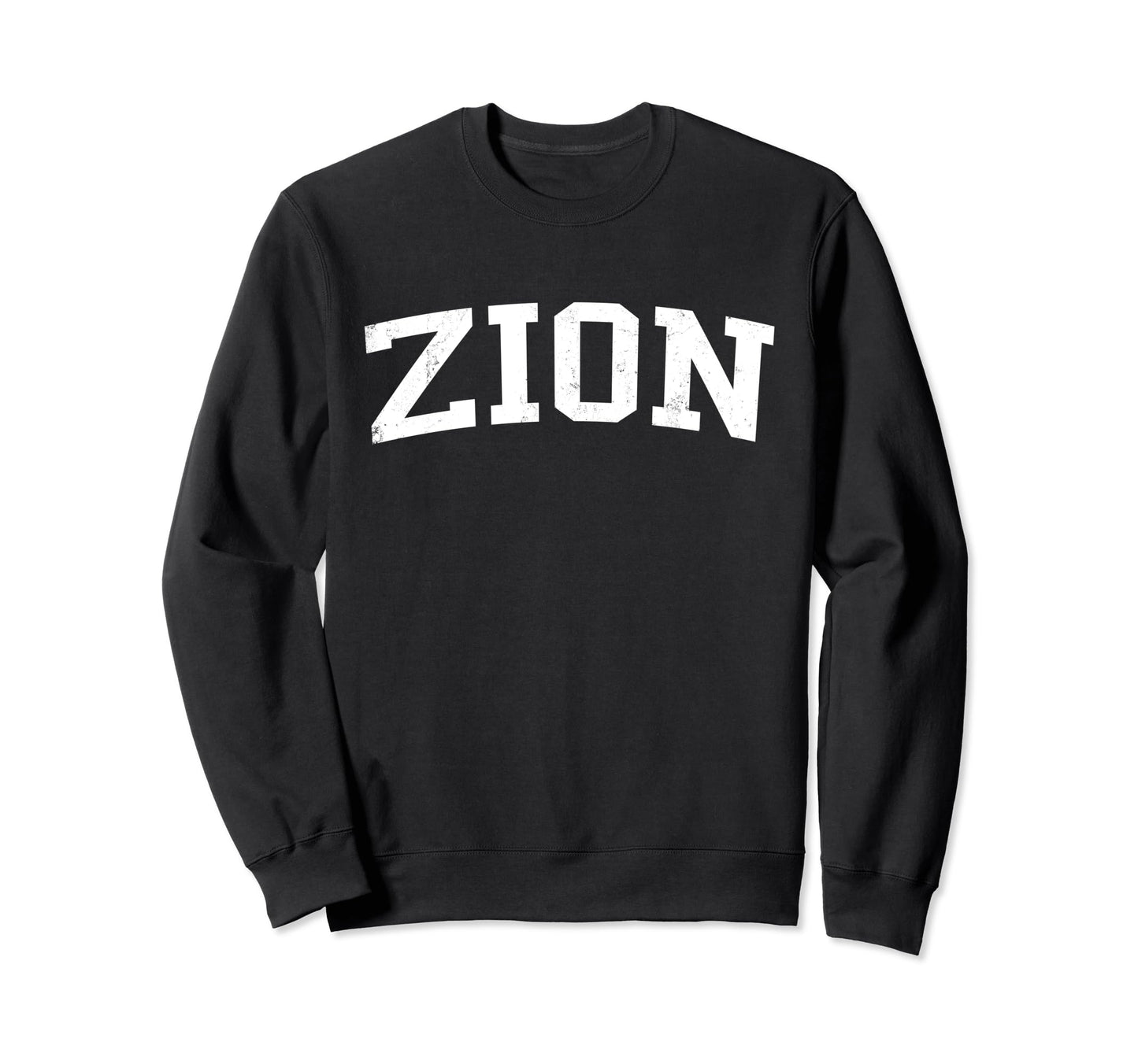 Zion Il Distressed White Varsity Sweatshirt - Aesthetic Graphic Unisex - T-Shirt, Sweatshirt, Hoodie