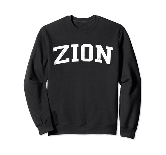 Zion Il Distressed White Varsity Sweatshirt - Aesthetic Graphic Unisex - T-Shirt, Sweatshirt, Hoodie