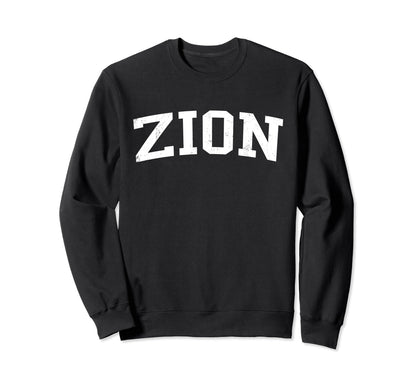 Zion Il Distressed White Varsity Sweatshirt - Novelty Apparel Unisex - T-Shirt, Sweatshirt, Hoodie