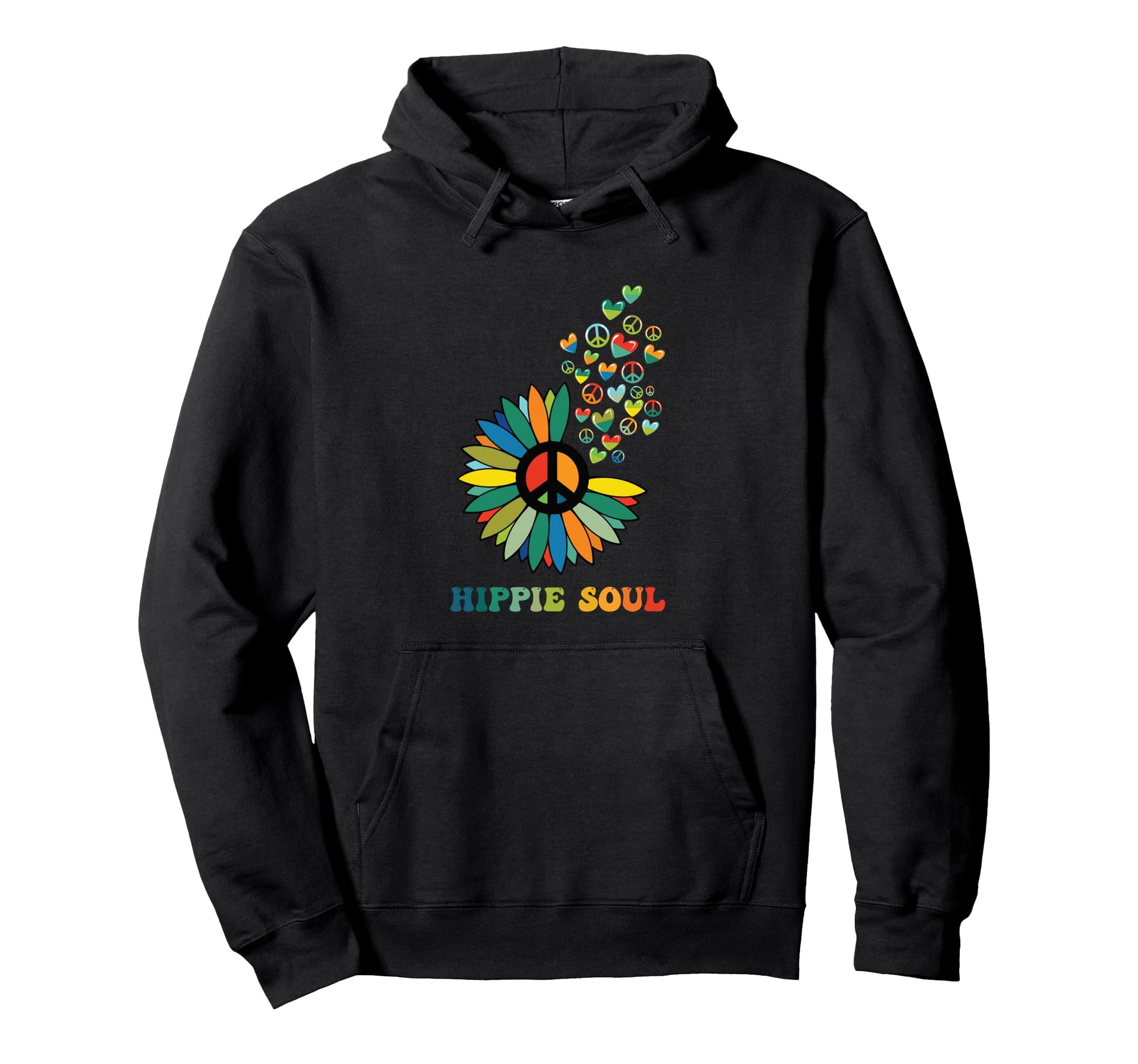 Boho Heart Daisy Peace Sign Love Hoodie - Minimalist Print Men Women - T-Shirt, Sweatshirt, Hoodie
