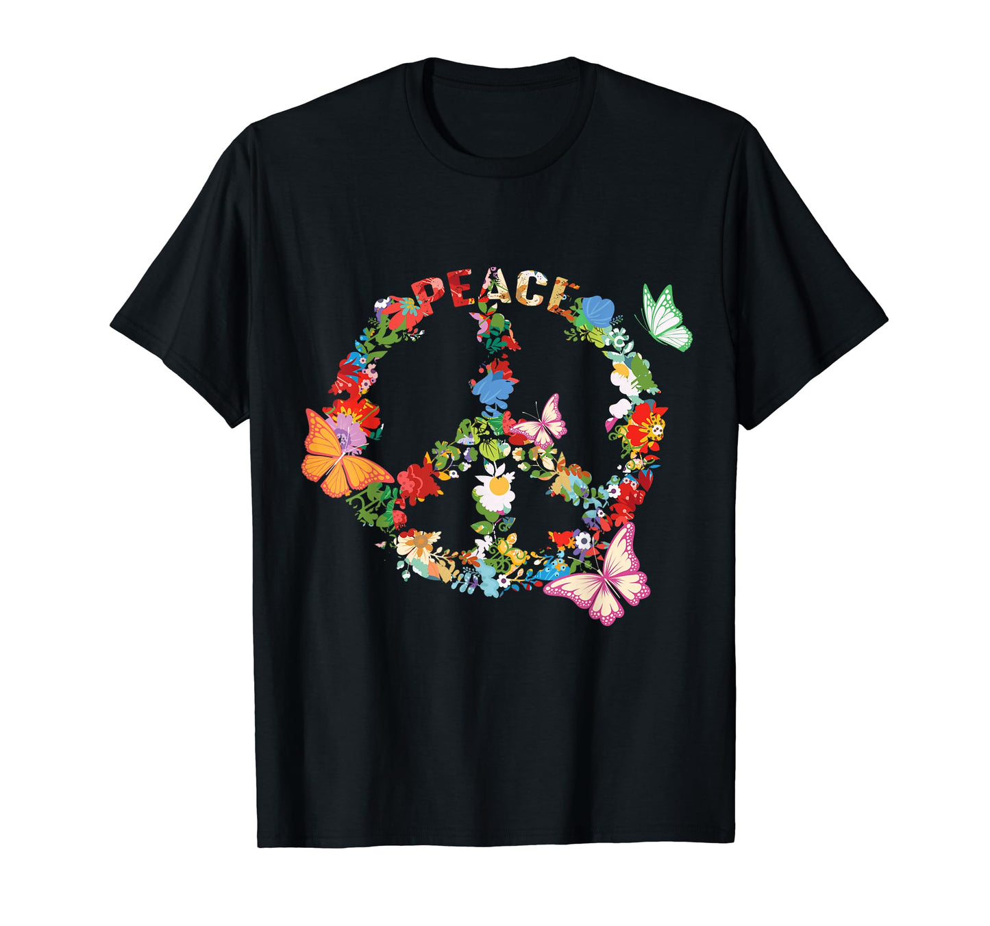 Peace And Love Flower Butterfly T-Shirt - Aesthetic Graphic Men Women - T-Shirt, Sweatshirt, Hoodie