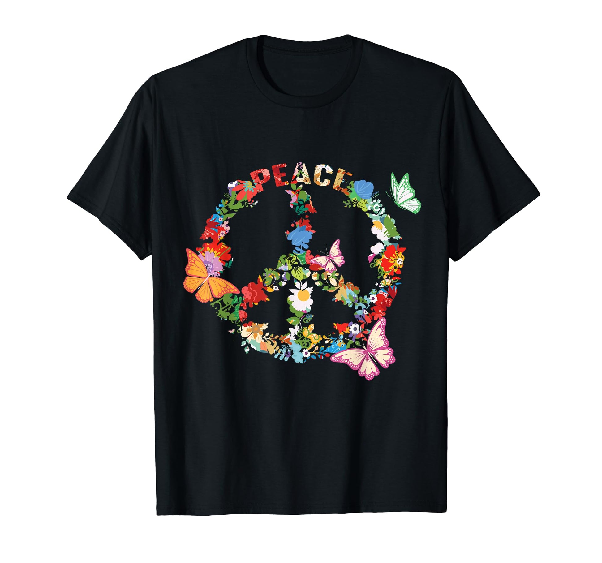 Peace And Love Flower Butterfly T-Shirt - Aesthetic Graphic Men Women - T-Shirt, Sweatshirt, Hoodie