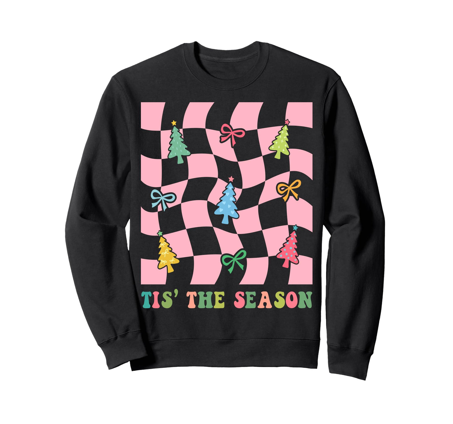 Boho Trees Bow Ribbons Checkered Sweatshirt - Graphic Print Men Women - T-Shirt, Sweatshirt, Hoodie