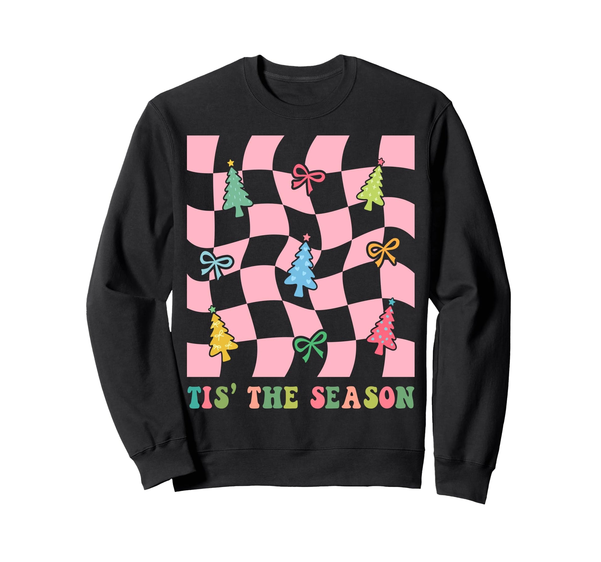 Boho Trees Bow Ribbons Checkered Sweatshirt - Graphic Print Men Women - T-Shirt, Sweatshirt, Hoodie