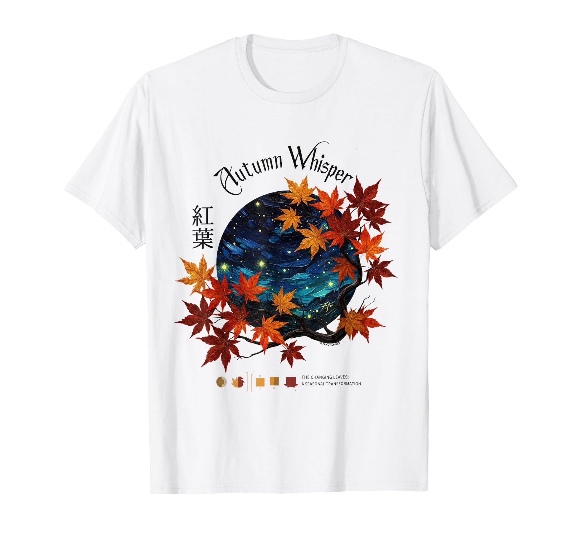 Maple Leaf Starry Night Japanese 90S T-Shirt - Aesthetic Graphic Unisex - T-Shirt, Sweatshirt, Hoodie