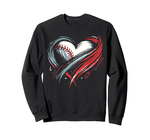Game Day Baseball Heart Love Mom Sweatshirt - Custom Art Print for Adults - T-Shirt, Sweatshirt, Hoodie