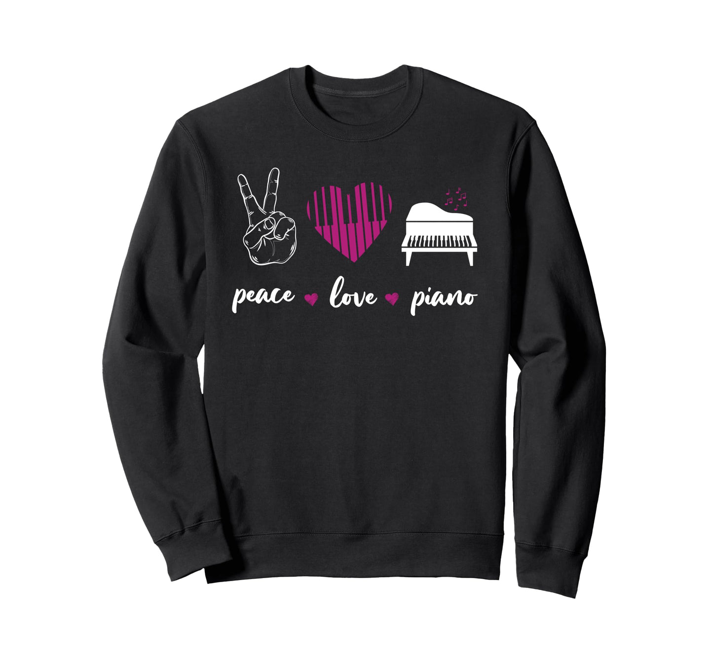 Piano Teacher Pianist Heart Peace Sweatshirt - Aesthetic Graphic Men Women - T-Shirt, Sweatshirt, Hoodie