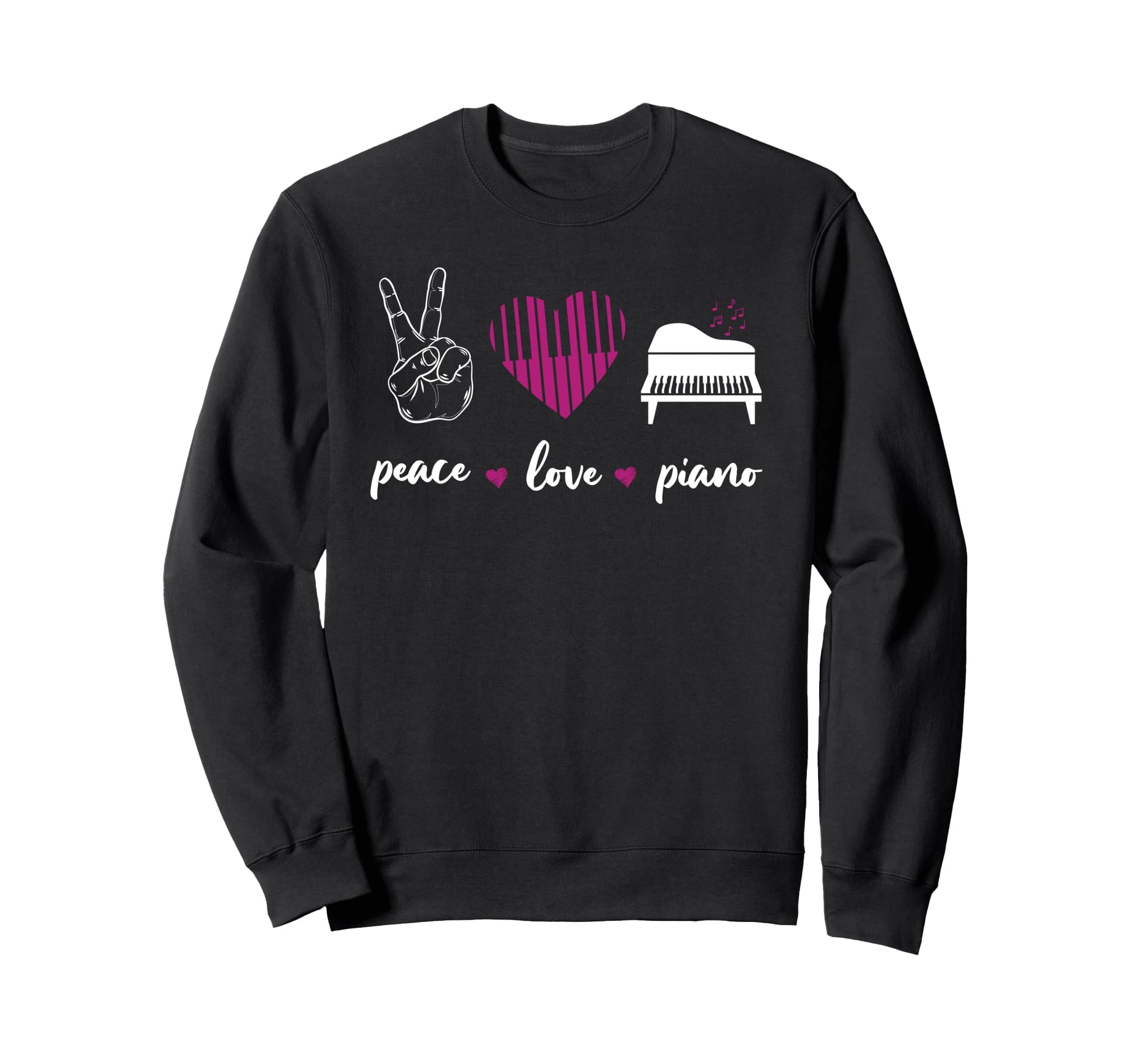 Piano Teacher Pianist Heart Peace Sweatshirt - Aesthetic Graphic Men Women - T-Shirt, Sweatshirt, Hoodie