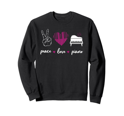 Piano Teacher Pianist Heart Peace Sweatshirt - Aesthetic Graphic Men Women - T-Shirt, Sweatshirt, Hoodie