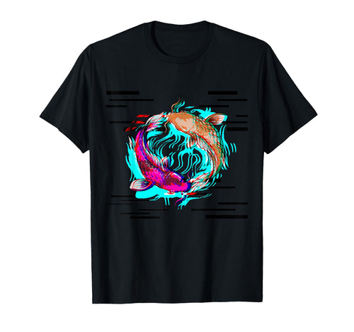 Koi Carp Glitch Aesthetic Japan T-Shirt - Unique Graphic Men Women - T-Shirt, Sweatshirt, Hoodie