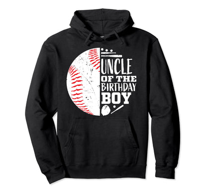 Uncle Birthday Baseball Themed Party Hoodie - Minimalist Print Unisex - T-Shirt, Sweatshirt, Hoodie