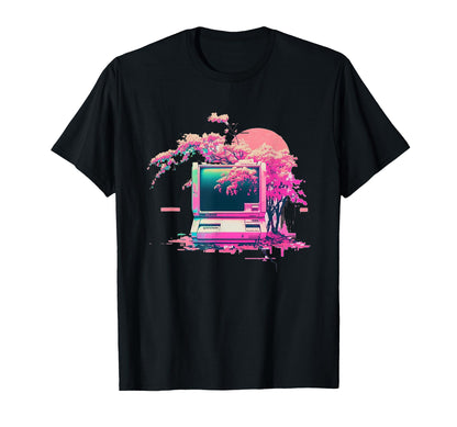 Vaperwave Aesthetic Glitch Retrowave T-Shirt - Custom Art Print Men Women - T-Shirt, Sweatshirt, Hoodie