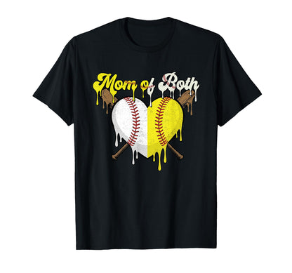 Baseball Softball Mom Both Mothers T-Shirt - Aesthetic Graphic for Adults - T-Shirt, Sweatshirt, Hoodie