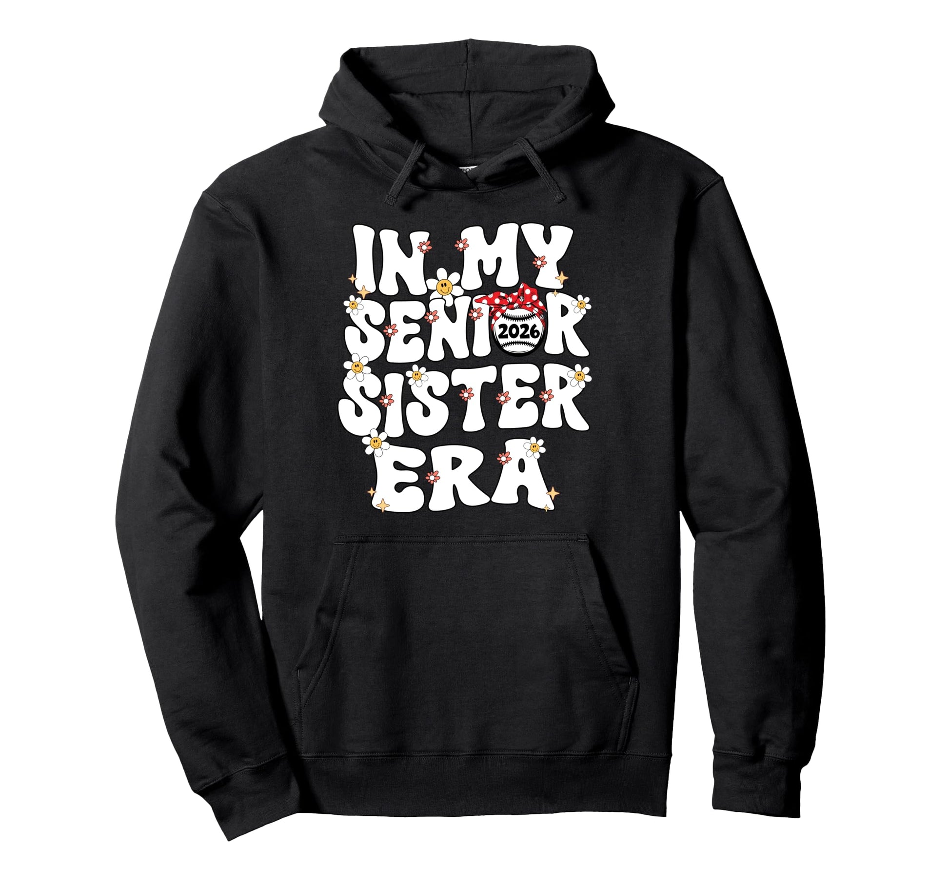 My Senior Sister Era Groovy Baseball Hoodie - Trendy Graphic for Adults - T-Shirt, Sweatshirt, Hoodie