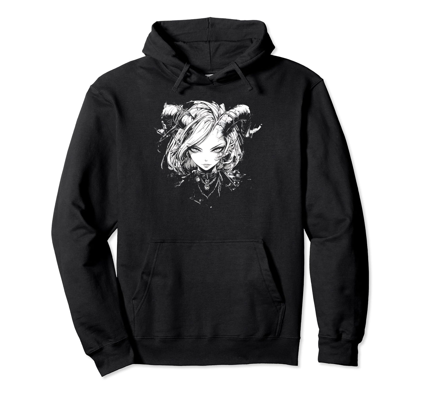 Goth Grunge Demon Anime Waifu Horror Hoodie - Aesthetic Graphic for Adults - T-Shirt, Sweatshirt, Hoodie