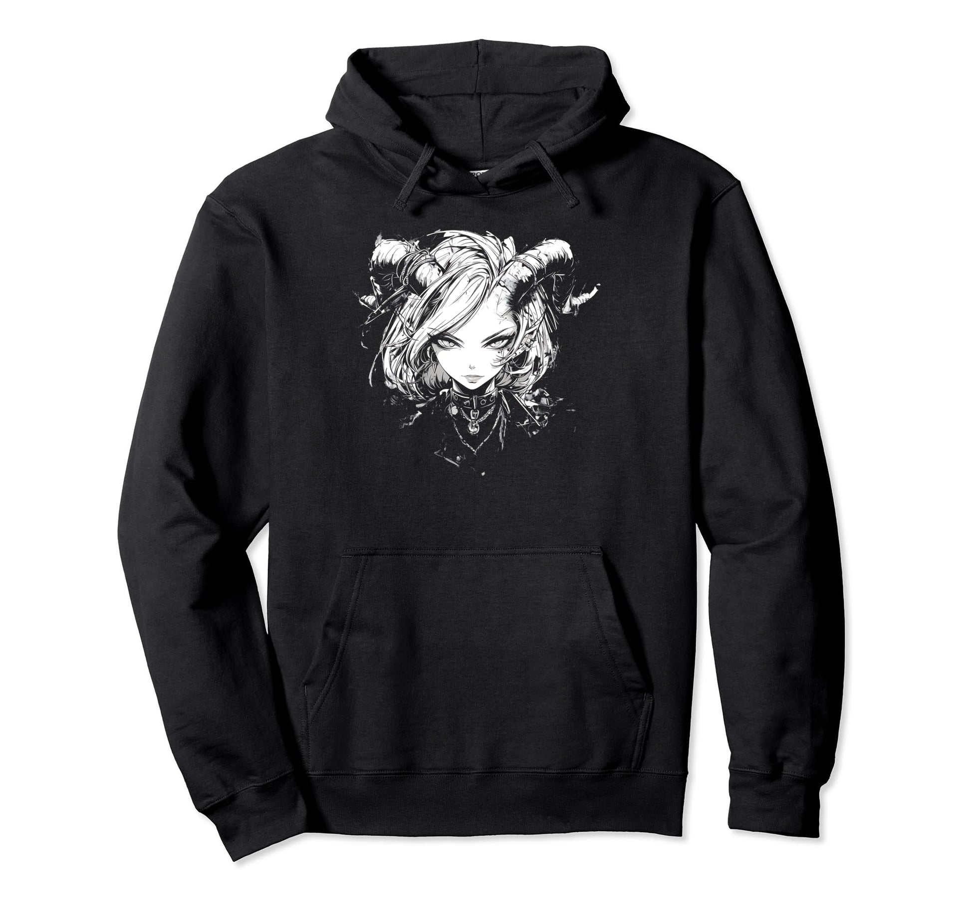 Goth Grunge Demon Anime Waifu Horror Hoodie - Aesthetic Graphic for Adults - T-Shirt, Sweatshirt, Hoodie