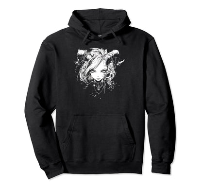 Goth Grunge Demon Anime Waifu Horror Hoodie - Aesthetic Graphic for Adults - T-Shirt, Sweatshirt, Hoodie