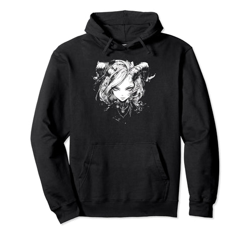 Goth Grunge Demon Anime Waifu Horror Hoodie - Aesthetic Graphic for Adults - T-Shirt, Sweatshirt, Hoodie