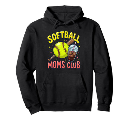 Softball Moms Club Trendy Gameday Hoodie - Aesthetic Graphic for Adults - T-Shirt, Sweatshirt, Hoodie