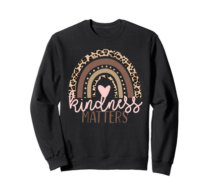 Kindness Matters Leopard Rainbow Sweatshirt - Aesthetic Graphic for Adults - T-Shirt, Sweatshirt, Hoodie