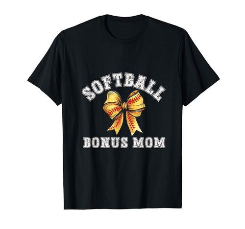 Coquette Softball Bonus Mom Bow Game Day T-Shirt - Trendy Graphic Unisex - T-Shirt, Sweatshirt, Hoodie