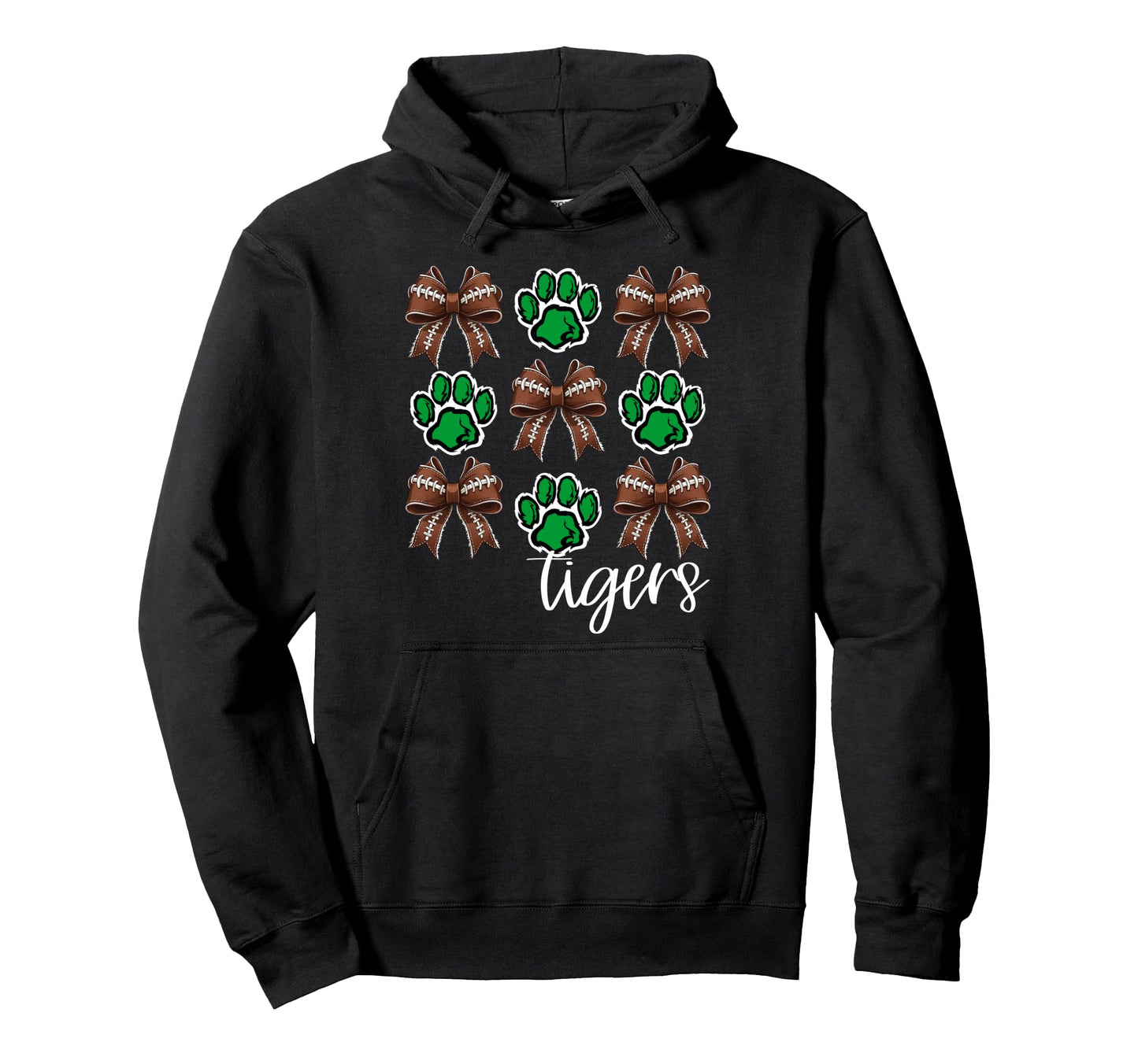 Tigers Football Mom Coquette Bows Hoodie - Casual Everyday Wear Men Women - T-Shirt, Sweatshirt, Hoodie