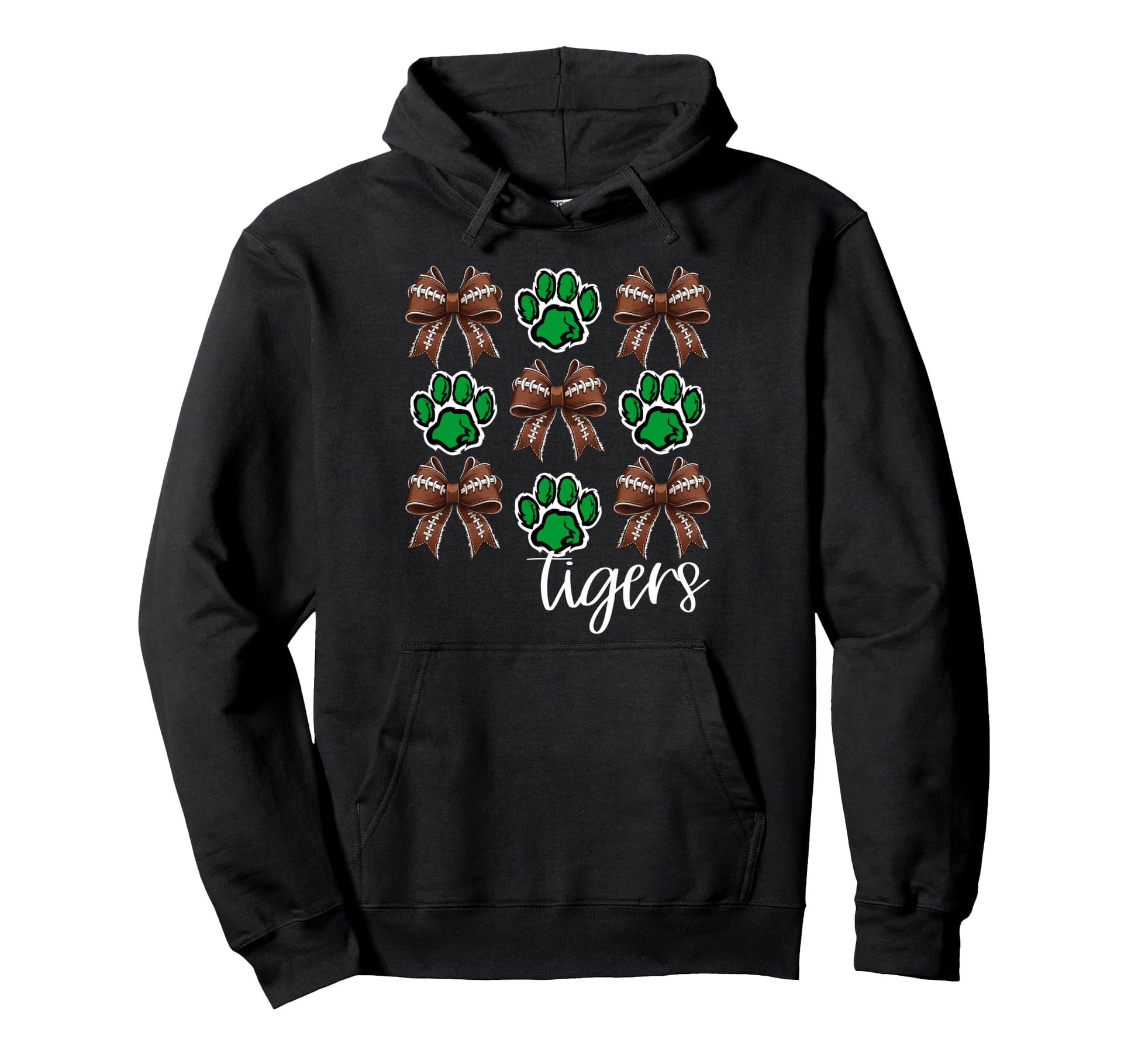 Tigers Football Mom Coquette Bows Hoodie - Casual Everyday Wear Men Women - T-Shirt, Sweatshirt, Hoodie