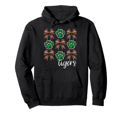 Tigers Football Mom Coquette Bows Hoodie - Casual Everyday Wear Men Women - T-Shirt, Sweatshirt, Hoodie