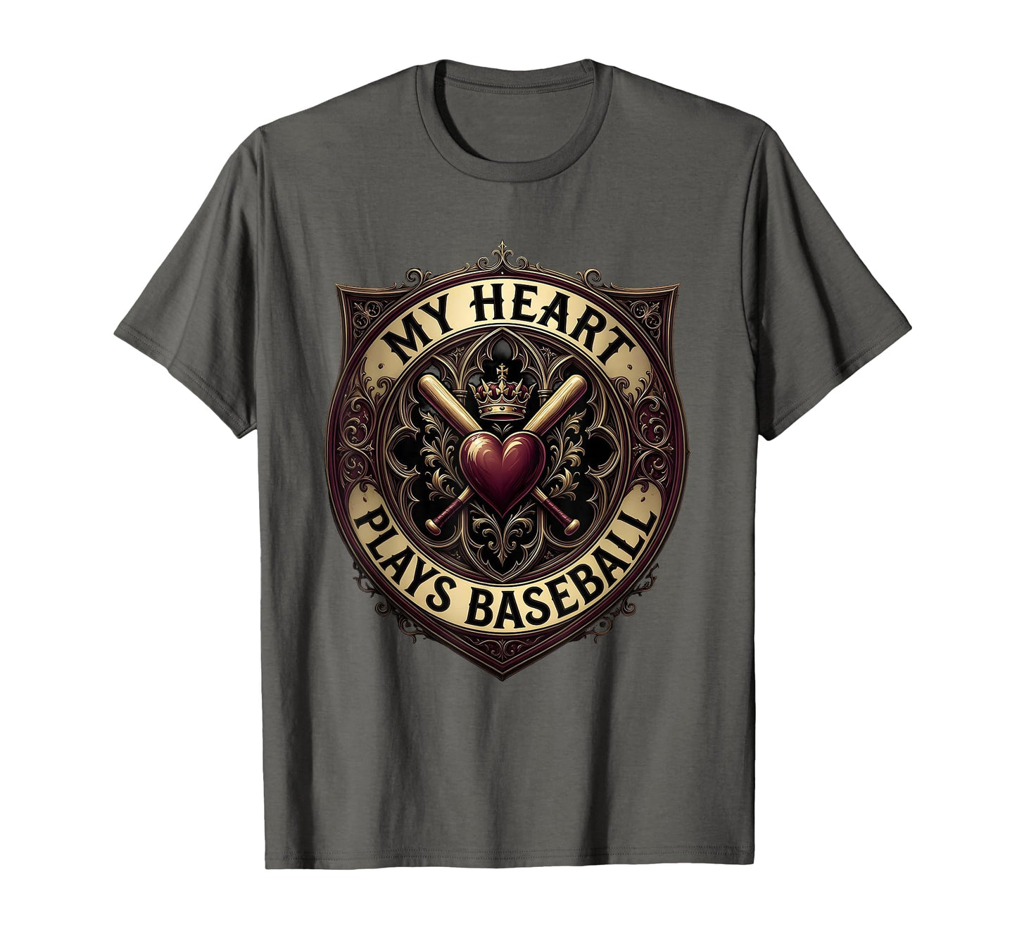 My Heart Plays Baseball Baseball T-Shirt - Fun Novelty Design for Adults - T-Shirt, Sweatshirt, Hoodie