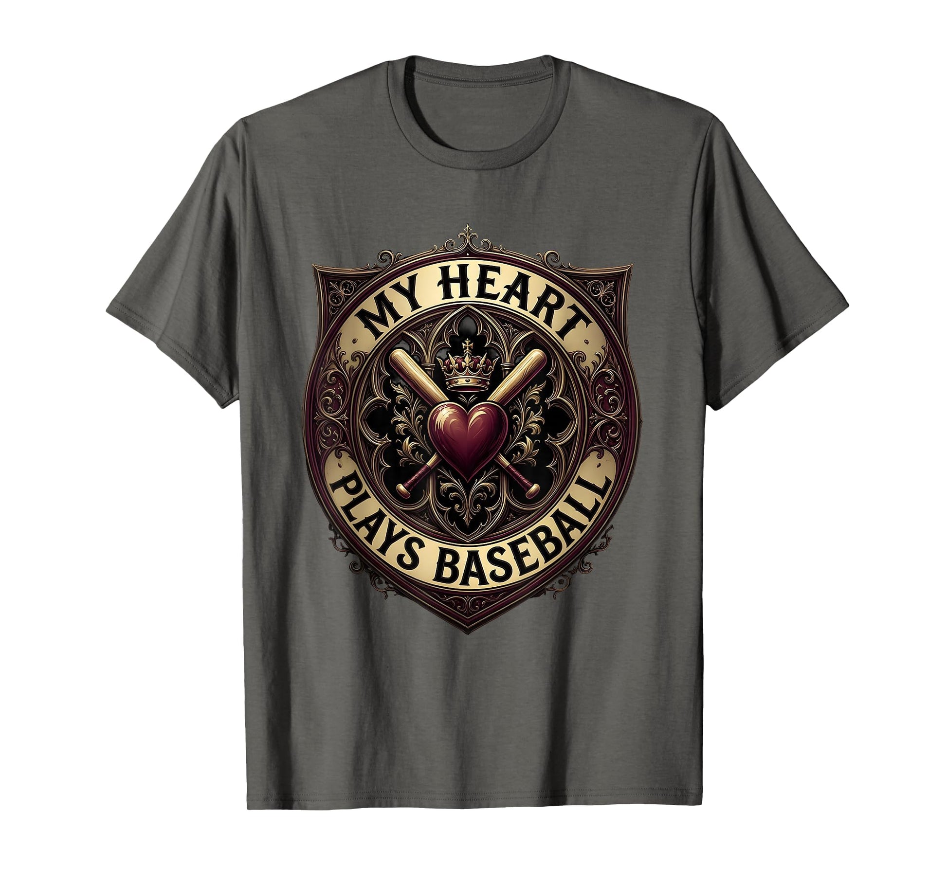 My Heart Plays Baseball Baseball T-Shirt - Fun Novelty Design for Adults - T-Shirt, Sweatshirt, Hoodie