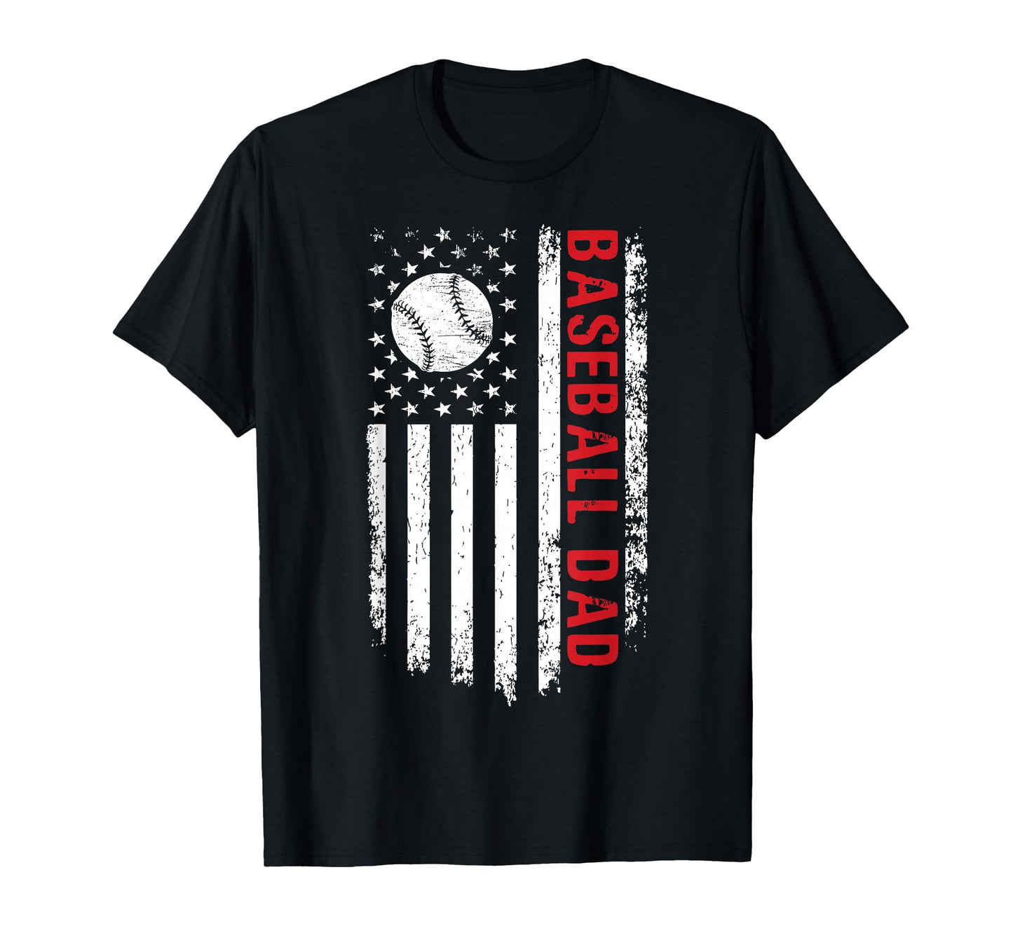 Baseball Dad American Flag Patriotic T-Shirt - Trendy Graphic for Adults - T-Shirt, Sweatshirt, Hoodie